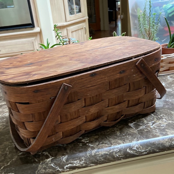 Kitchen Vintage Brown Picnic Basket Large Poshmark